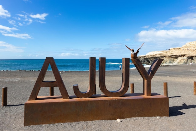 Bandiera del villaggio di Ajuy a Fuerteventura, Isole Canarie