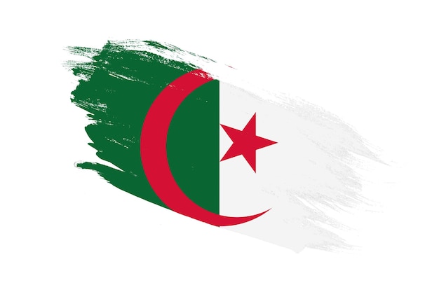 Bandiera dell'Algeria con effetti dipinti a pennello su sfondo bianco isolato