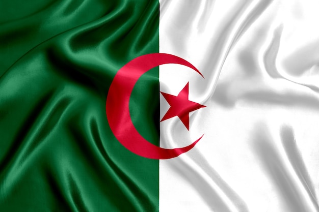 Bandiera dell'Algeria di close-up di seta