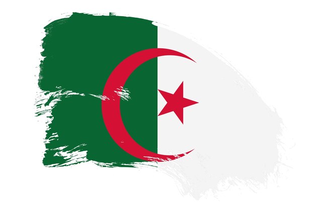 Bandiera dell'Algeria su sfondo bianco con effetto texture pennello astratto