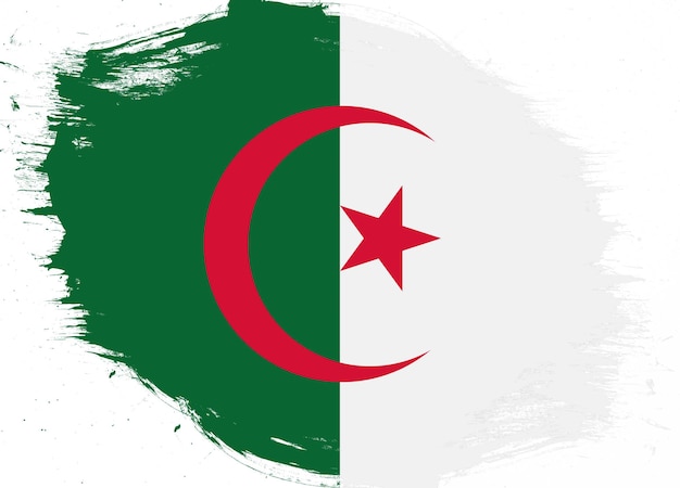 Bandiera dell'Algeria su sfondo pennello grunge in difficoltà