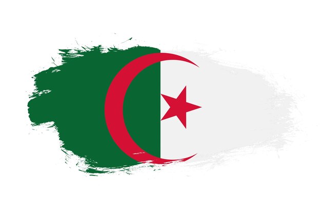 Bandiera dell'algeria su sfondo pennello tratto bianco