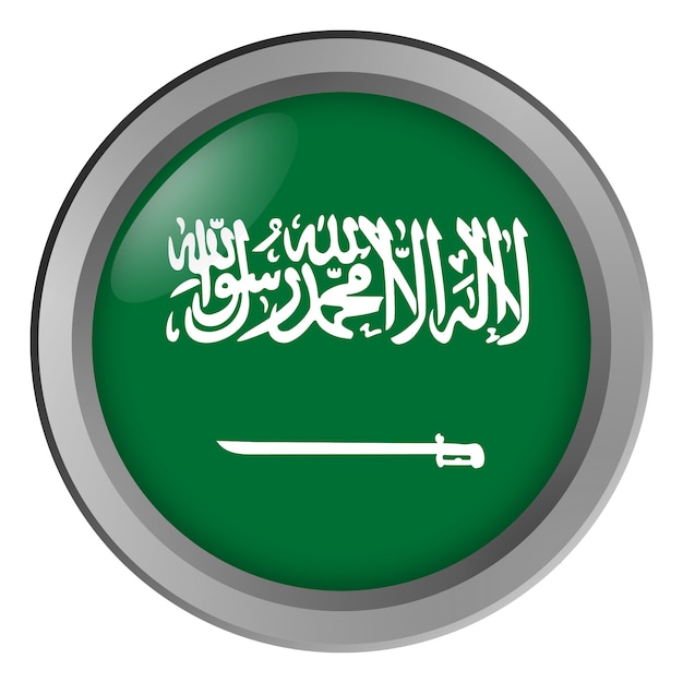 Bandiera dell'Arabia Saudita rotonda come un pulsante