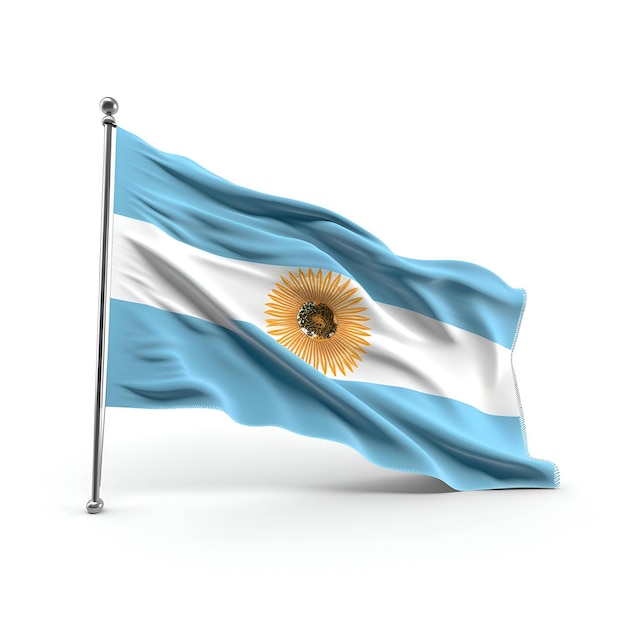 Bandiera dell'Argentina su sfondo bianco isolato con percorso di ritaglio 3D'illustrazione