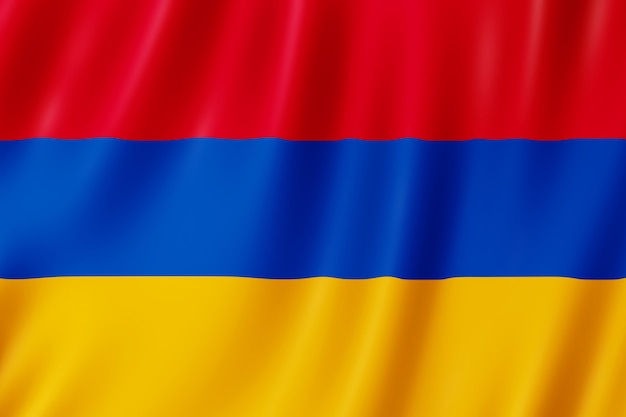 Bandiera dell'Armenia che fluttua nel vento.