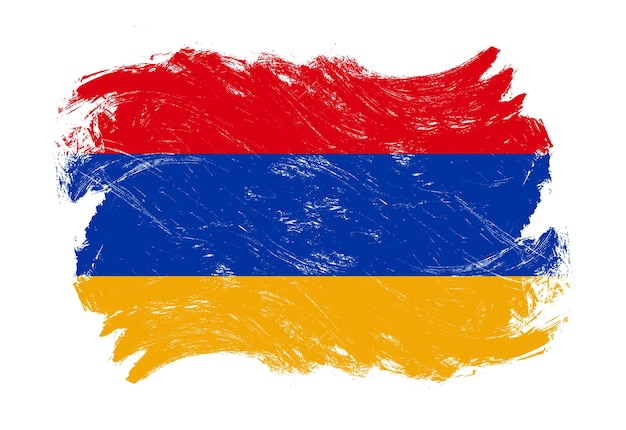 Bandiera dell'Armenia su sfondo pennello tratto bianco grunge in difficoltà