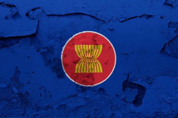 Bandiera dell&#39;ASEAN dipinta sulla parete del grunge