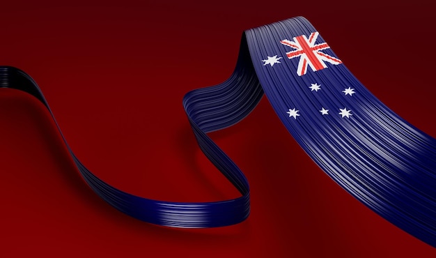 Bandiera dell'Australia che sventola i nastri 3d'illustrazione