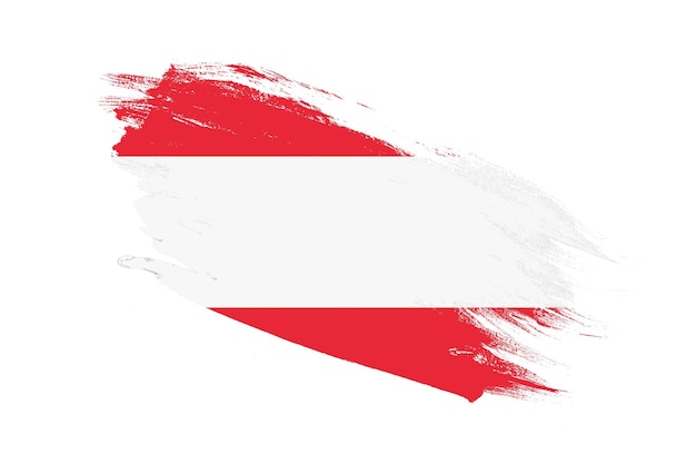 Bandiera dell'Austria con effetti dipinti a pennello su sfondo bianco isolato