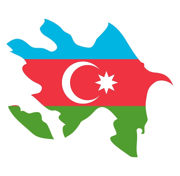 Bandiera dell'Azerbaigian sulla terra geografica