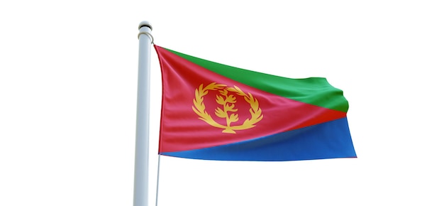 Bandiera dell'Eritrea Bandiera 3d su sfondo bianco