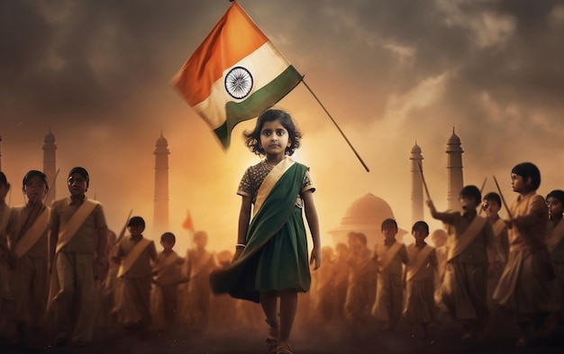 Bandiera dell'illustrazione del fondo dell'acquerello del giorno dell'indipendenza dell'India 15 agosto