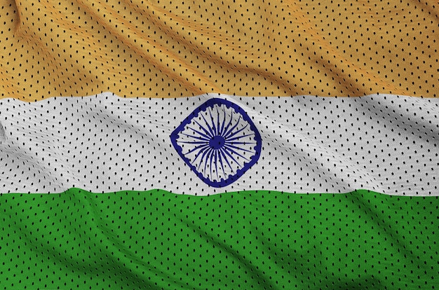 Bandiera dell'India stampata su un tessuto a rete di abbigliamento sportivo in nylon poliestere