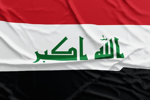 Bandiera dell'Iraq che sventola rendering 3d raffigurante il simbolo della vittoria, della conquista, delle celebrazioni nazionali