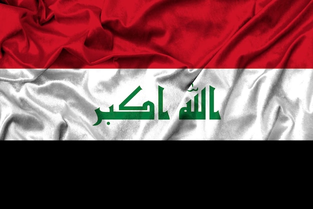 Bandiera dell'Iraq sulla trama del tessuto 3d lavoro e immagine 3d