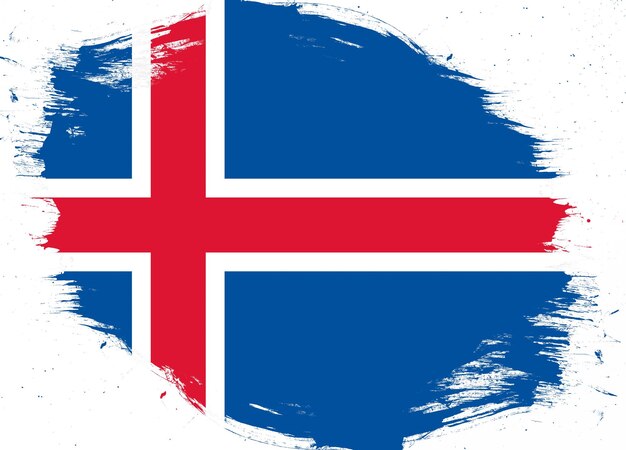 Bandiera dell'Islanda su sfondo di pennello grunge in difficoltà