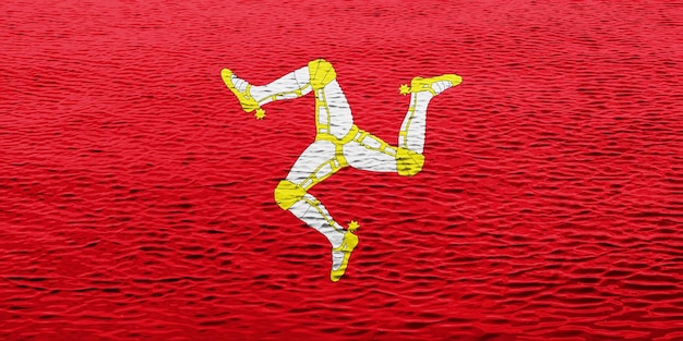 Bandiera dell'Isola di Man su uno sfondo tessuto Collage concettuale