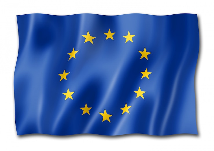 Foto bandiera dell'unione europea isolata su bianco