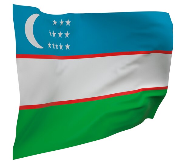 Bandiera dell'Uzbekistan isolato. Banner sventolante. Bandiera nazionale dell'Uzbekistan