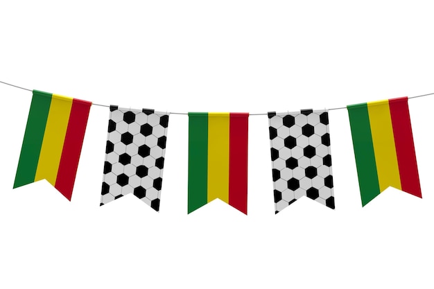 Bandiera della Bolivia e texture del pallone da calcio Bandiera del calcio Bunting Rendering 3D