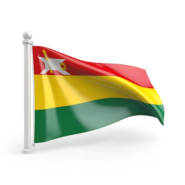 Bandiera della bolivia su sfondo bianco isolato 3D'illustrazione