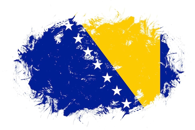 Bandiera della bosnia-erzegovina su sfondo pennello tratto astratto