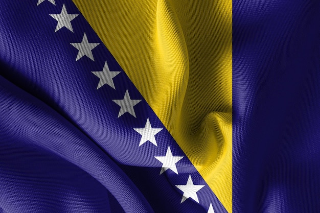 Bandiera della Bosnia HD 3d Rendering Un simbolo dell'indipendenza nazionale