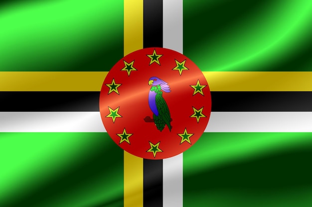 Bandiera della Dominica come sfondo.