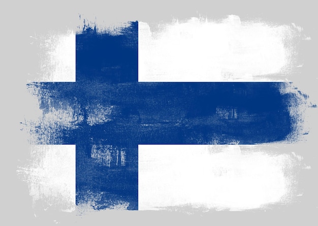 Bandiera della Finlandia dipinta a pennello