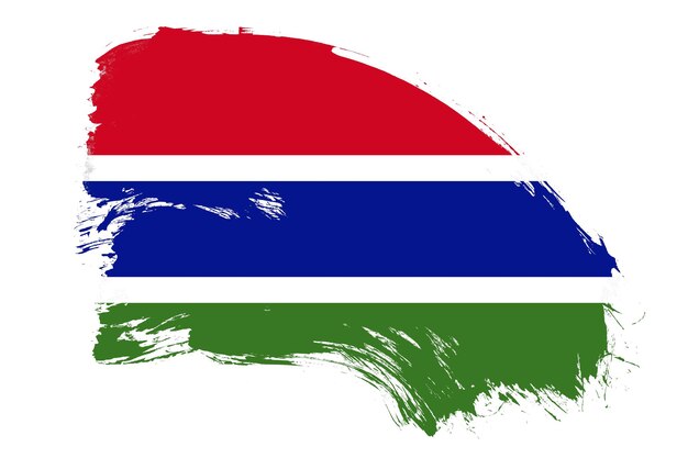 Bandiera della Gambia su sfondo bianco con effetto texture pennello astratto