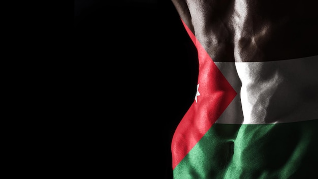 Bandiera della Giordania sull'allenamento sportivo nazionale dei muscoli addominali
