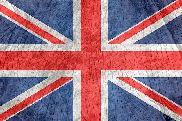 Bandiera della Gran Bretagna su una vecchia superficie di legno