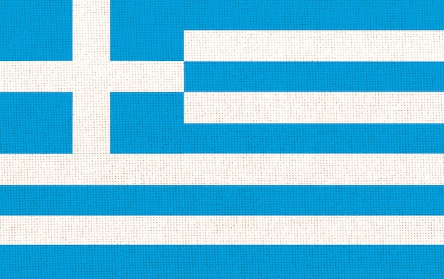 Bandiera della Grecia Simbolo statale greco Bandiera sulla superficie del tessuto Tessitura del tessuto Simbolo stato greco Simbolo stato Repubblica di Grecia Paese europeo