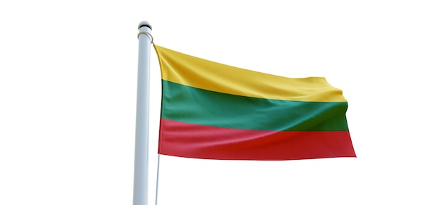 Bandiera della lituania Bandiera 3d su sfondo bianco