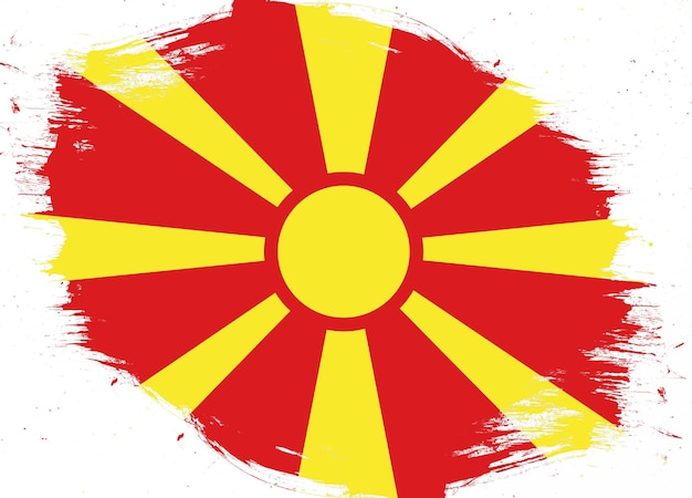 Bandiera della macedonia settentrionale sullo sfondo del pennello grunge in difficoltà