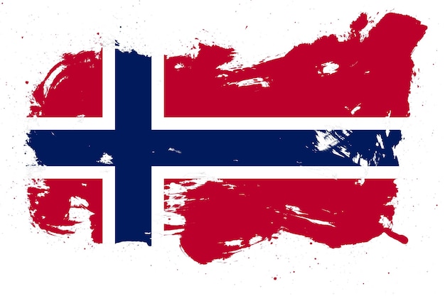 Bandiera della Norvegia con effetto tratto di pennello grunge dipinto su sfondo bianco
