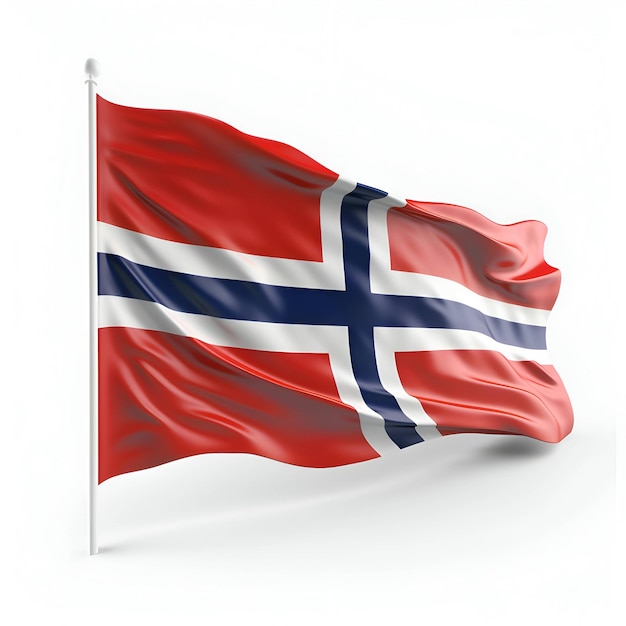 Bandiera della Norvegia su sfondo bianco Rendering 3D