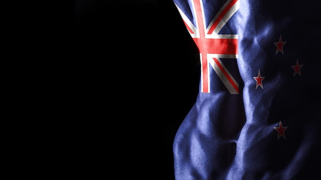 Bandiera della Nuova Zelanda sull'allenamento sportivo nazionale dei muscoli addominali