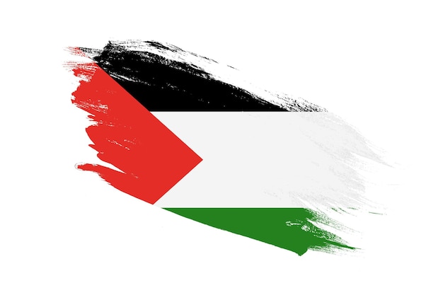 Bandiera della Palestina con effetti dipinti a pennello su sfondo bianco isolato