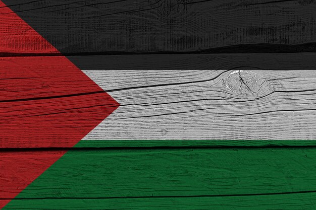 Bandiera della Palestina dipinta su tavola di legno vecchio