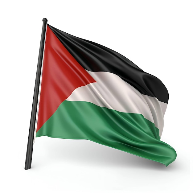 Bandiera della Palestina su sfondo bianco isolato rendering 3D