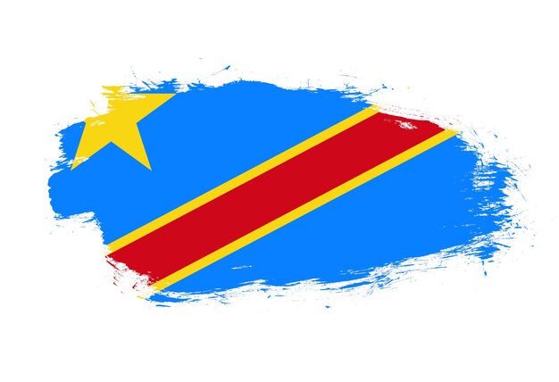 Bandiera della repubblica democratica del congo su sfondo pennello tratto bianco