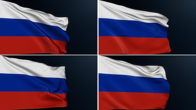 Bandiera della Russia federazione russa tricolore set di 4