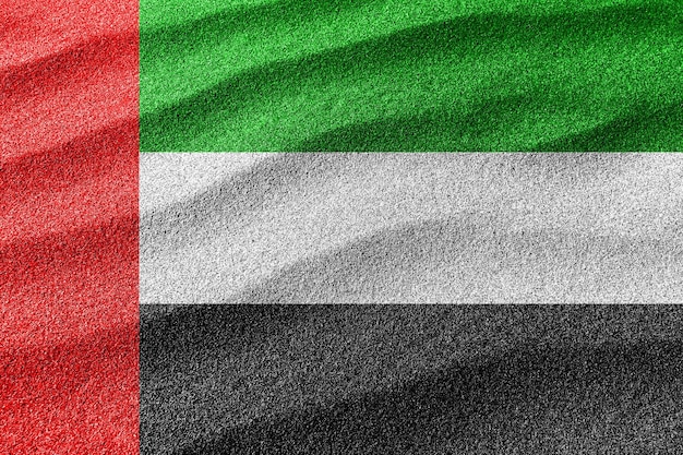 Bandiera della sabbia degli Emirati Arabi Uniti, sfondo della sabbia della bandiera nazionale