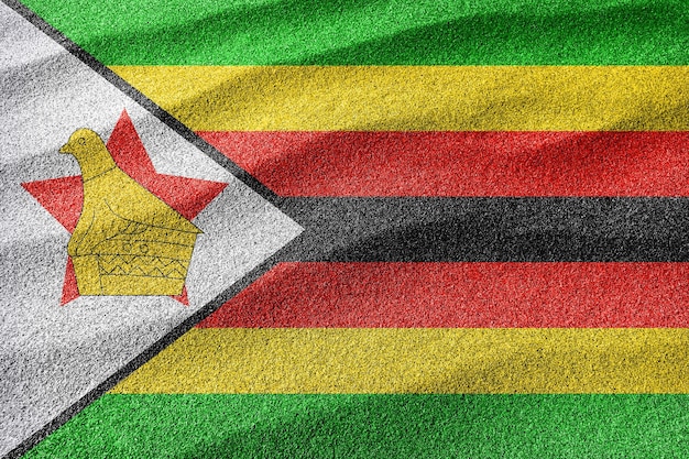 Bandiera della sabbia dello Zimbabwe, sfondo della sabbia della bandiera nazionale