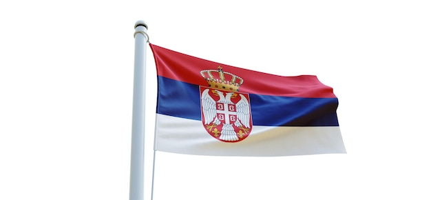 Bandiera della serbia Bandiera 3d su sfondo bianco