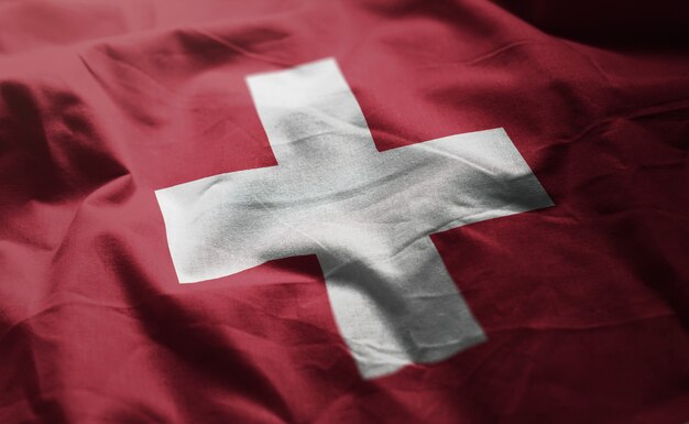 Bandiera della Svizzera Rumpled Close Up
