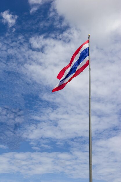 Bandiera della Thailandia sotto il cielo blu