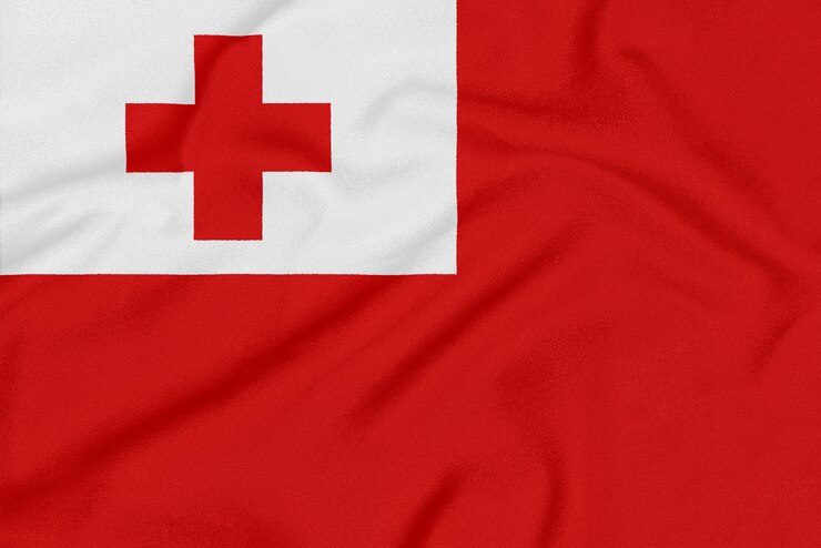 Foto bandiera della tonga su tessuto strutturato. simbolo patriottico
