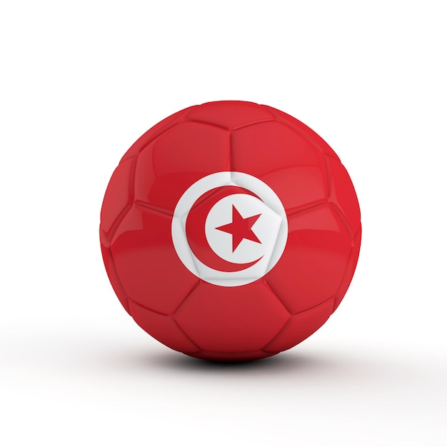 Bandiera della Tunisia calcio calcio contro un semplice sfondo bianco Rendering 3D